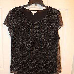 Lauren Conrad Womens  Sheer XL Black dot Lined top